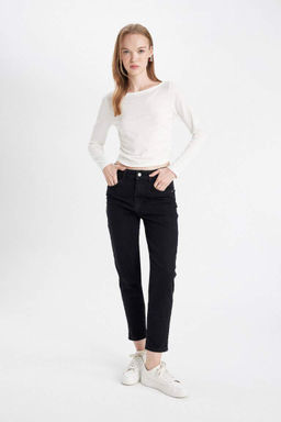 Джинсовые брюки длиной до щиколотки с высокой талией Comfort Mom - Defacto фото 3