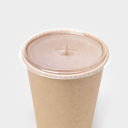 Цена за 50 шт. Крышка одноразовая для стакана с отверстием под трубочку, d=9,5 см, цвет прозрачный