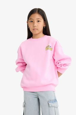 Oversize Geni_ Kal_p Bisiklet Yaka S_rt Bask_l_ __i Yumu_ak T_yl_ Sweatshirt K_z _ocuk - Defacto фото 3
