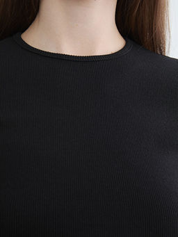 Bisiklet Yaka Fitilli Kad?n Crop