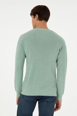 Erkek Regular Fit Bisiklet Yaka Ye_il Melanj Basic Kazak - U.s. polo assn фото 5