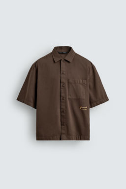 CAMISA LAVADA ESTAMPADO COMBINADO / Marr?n - Zara фото 7
