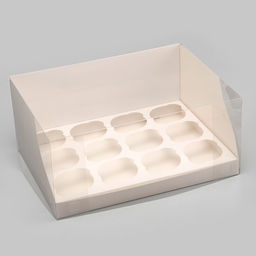 Коробка для 12 капкейков белая, 31×24×14 см