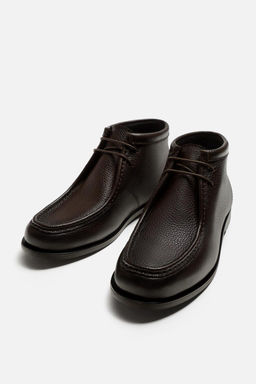 LEATHER MOC TOE BOOTS - Zara фото 5