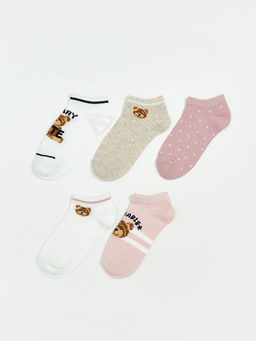 Desenli K?z ?ocuk Patik ?orap 5li