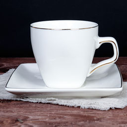 Чайный набор 12 предметов 220 мл квадратная форма MS / TC08L-12G 180 /уп 8/ костяной металл подставка