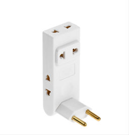 Тройник плоский, поворотный, 4 розетки, 10А, без з/к, белый