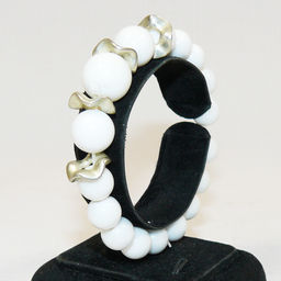 Браслет из агата белого шарик - 18 см - Сувенир-камни фото 2