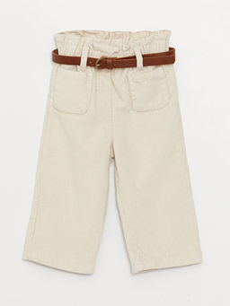 Beli Lastikli K?z Bebek Kadife Pantolon