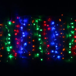 Гирлянда для улицы ЗАНАВЕС ш2* в1,5 м 320 ламп LED, прозрач.пров, 8 реж.,IP-54, Мультицвет (возможность соединения)