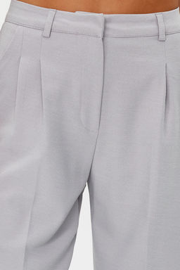Limited Edition Gri Straight/Duz Kesim Pilili Dokuma Pantolon TWOAW23PL00401