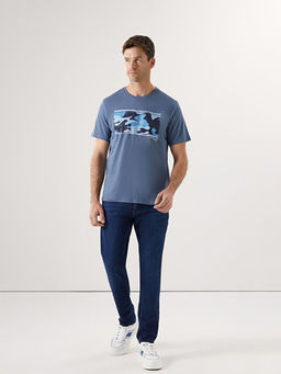 Bisiklet Yaka Kamuflajl? Desenli Erkek Ti??rt