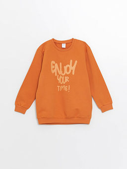 Bisiklet Yaka Bask?l? Erkek ?ocuk Sweatshirt