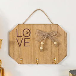 Настенные крючки декоративные Love с сердечком и бантом, дерево, 20?14 см