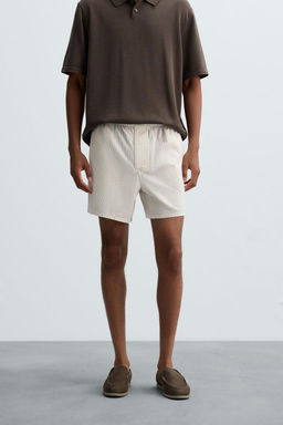 COTTON-HEMP STRIPED BERMUDA SHORTS - Zara фото 11