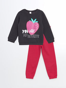 Bisiklet Yaka K?z ?ocuk Sweatshirt ve E?ofman Alt?
