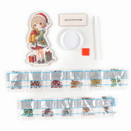 Алмазная мозаика на новый год для детей на деревянной фигурке Милая девочка, 8?15 см, набор для творчества