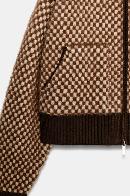 CONTRAST KNIT FAUX FUR BOMBER JACKET - Zara фото 8