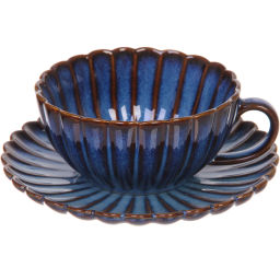 Чайная пара "Верона" (кружка 230мл, блюдце) ромашка синяя