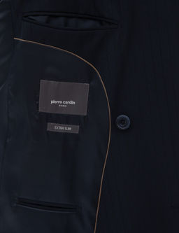 Lacivert Extra Slim Fit _izgili Kruvaze Tak_m Elbise