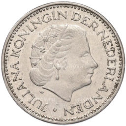 Монета 1 гульден 1972 года Нидерланды