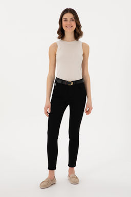 Kad_n Siyah Toothpick Fit Kanvas Pantolon