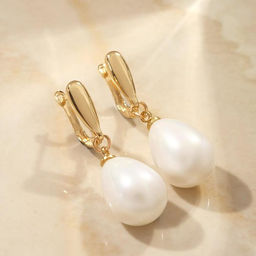 Серьги с жемчугом Грейс пухлая капля, цвет белый в золоте