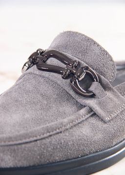 Сабо лоферы 1080.2614bl. серый замок замша