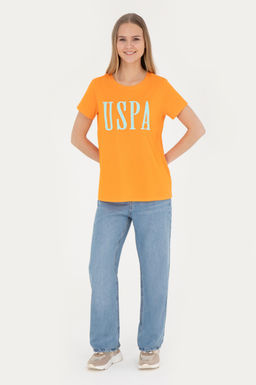 Женская оранжевая футболка с круглым вырезом - U.s. polo assn фото 11