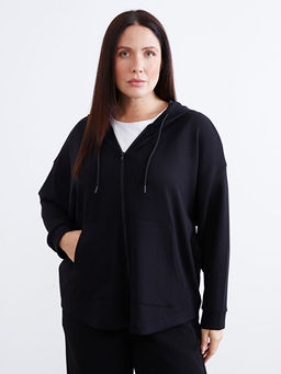 Kap??onlu Oversize Kad?n Fermuarl? Sweatshirt