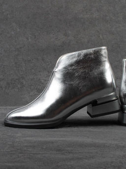 01-B50B-96C GREY/SILVER Ботинки демисезонные женские (натуральная кожа, байка)