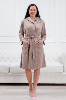 Халат женский из махры Нежность какао с молоком - Амадэль фото 8