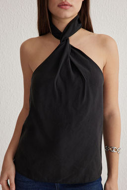 Trendyolmilla Haki Modal Halter Yaka Boyundan Dugumlu Dokuma Bluz TWOSS25BZ00247  фото 12