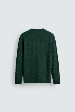 100% WOOL CABLE-KNIT JUMPER
