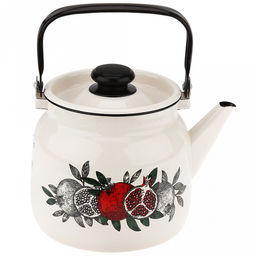 "Цвет граната" Чайник эмалированный 3,5л, 3,5л, д19,4см, h16,2см, s0,08мм, двойной слой эмалевого покрытия, металлическая крышка с пластмассовой ручкой-кнопкой, металлическая подвижная ручка (Россия)
