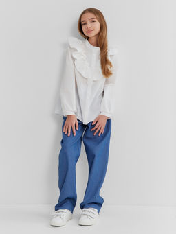 Блузка для девочки MINAKU: Cotton collection, белая, рост 122 см