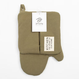 Кухонный набор Этель Kitchen: варежка-прихватка 18×29 см, прихватка 19×19 см, зелёный