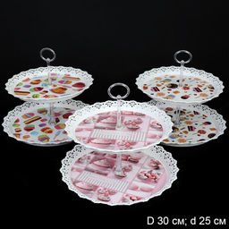 Ваза для фруктов 2-х ярусная 30+25 см/ 60130 /уп 48/ (1)