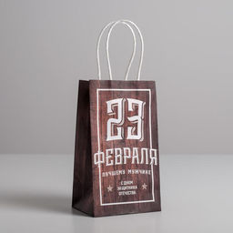 Пакет подарочный крафт С 23 февраля, 12 х 21 х 9 см