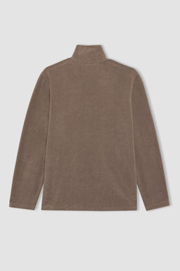 Флисовый кардиган стандартного кроя с воротником-стойкой - Defacto фото 9