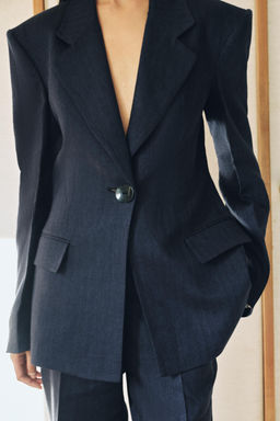 BLAZER ENTALLADA ESPIGA LINO 100% / ?ndigo - Zara фото 2