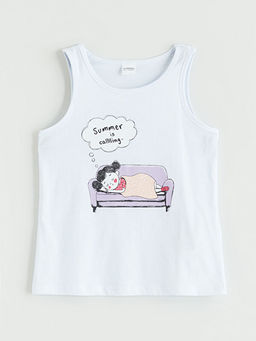 Bask?l? K?z ?ocuk ?ortlu Pijama Tak?m?