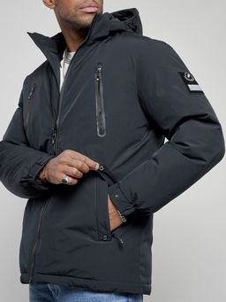 Куртка спортивная мужская зимняя с капюшоном темно-синего цвета 8360TS - Wonderrman фото 12