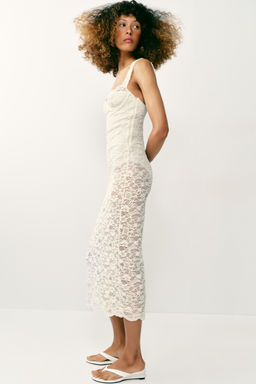 VESTIDO MIDI ENCAJE / Crudo - Zara фото 3