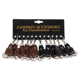 Цена за 12 шт. Кожаный брелок для ключей на карабине, (кожзам), 9.5×4×0.5 см, МИКС