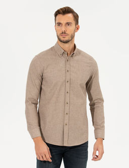 Bej Slim Fit Uzun Kollu G_mlek