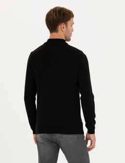 Siyah Slim Fit Fermuarl_ Dik Yaka Triko Kazak - Pierre cardin фото 5