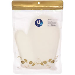 Цена за 3 шт. Мочалка - варежка массажная "SANTA MONIKA - SENDU", цвет белый, 18*22см (ZIP пакет)