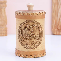 Туес «Ёжик», банка для хранения, 8×8×14 см, береста