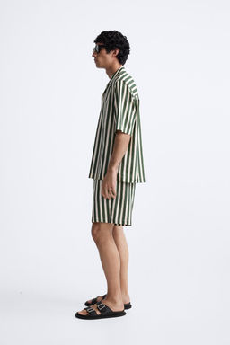 STRIPED VISCOSE/LINEN BLEND SHIRT - Zara фото 4